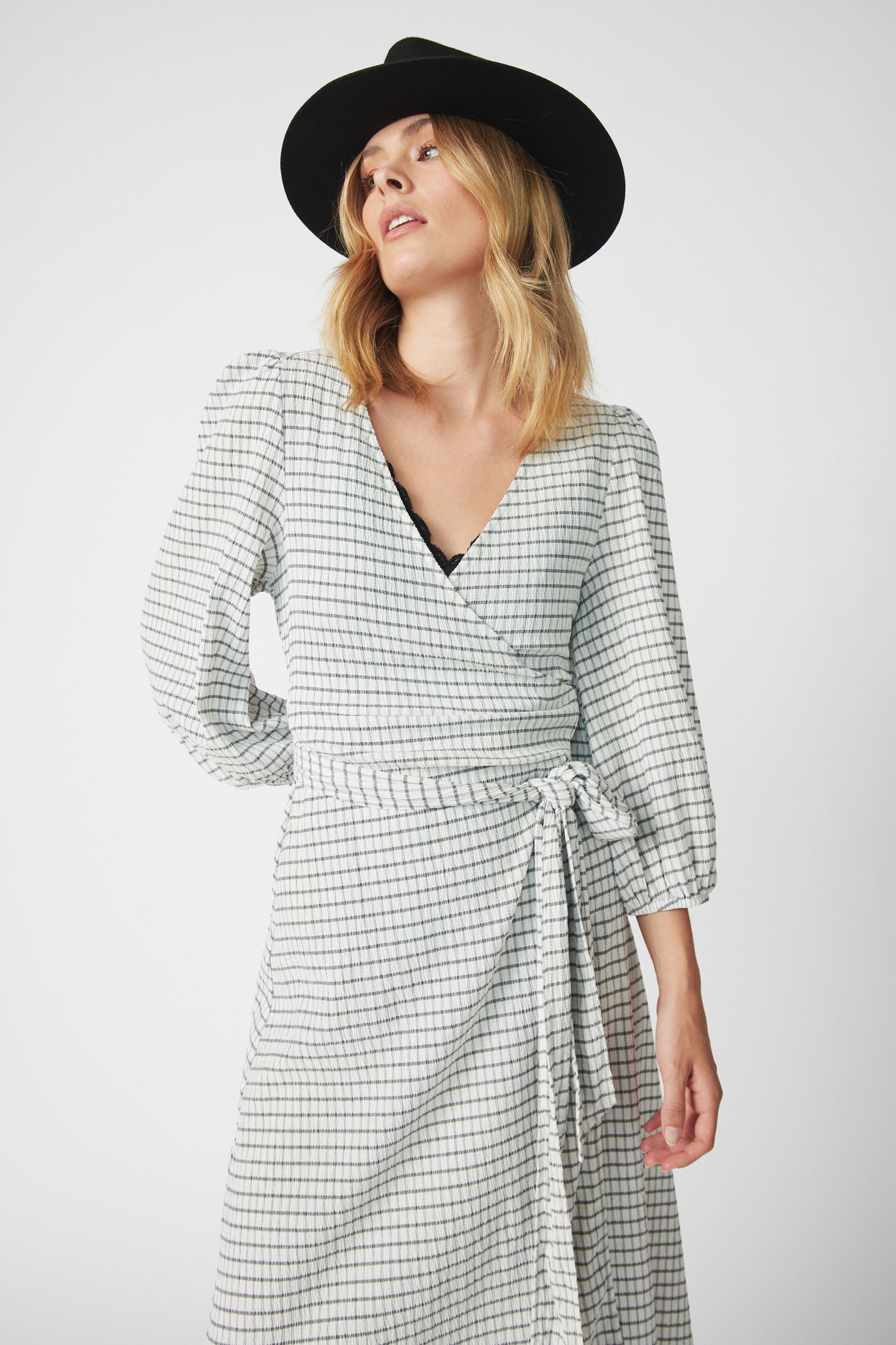 Nessy Wrap Dress — Check | DECJUBA